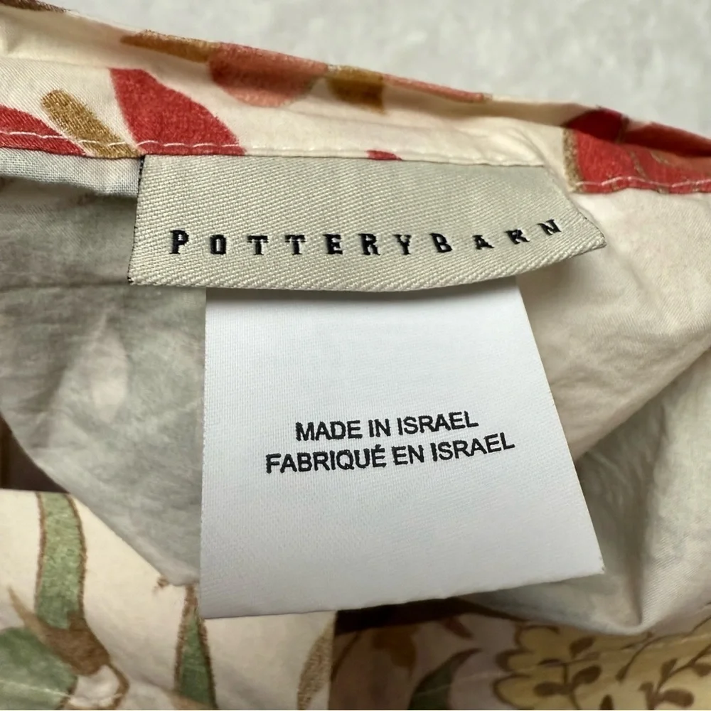 Pottery Barn Sham Courtney Large Floral Cream Sage Gold Red Just One Rare EUC